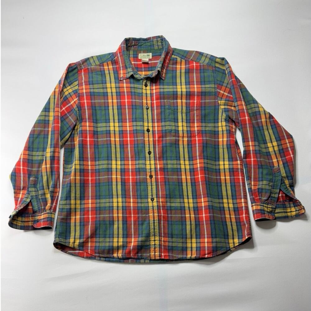 L.L. Bean Men's Long Sleeve Multicolor Plaid Button Up Flannel Shirt - Size XL - Picture 1 of 3